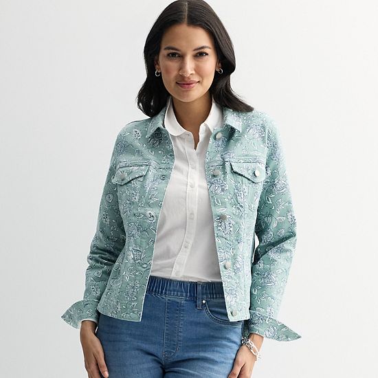  Women's Croft & Barrow® Button-Front Denim Jacket