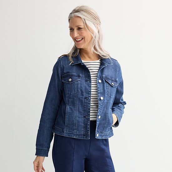  Women's Croft & Barrow® Button-Front Denim Jacket