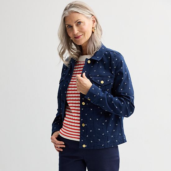  Women's Croft & Barrow® Button-Front Denim Jacket