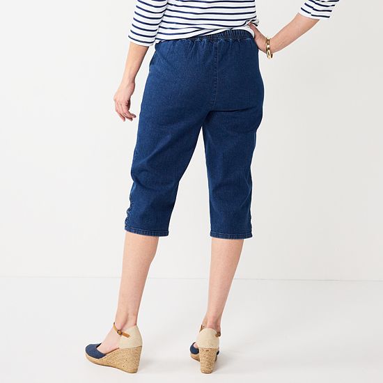  Women's Croft & Barrow® Lattice-Hem Pull-On Mid-Rise Skimmer Jeans