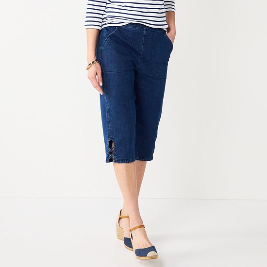  Women's Croft & Barrow® Lattice-Hem Pull-On Mid-Rise Skimmer Jeans
