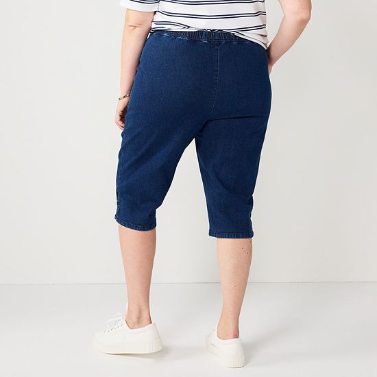  Plus Size Croft & Barrow® Lattice-Hem Pull-On Mid-Rise Skimmer Jeans