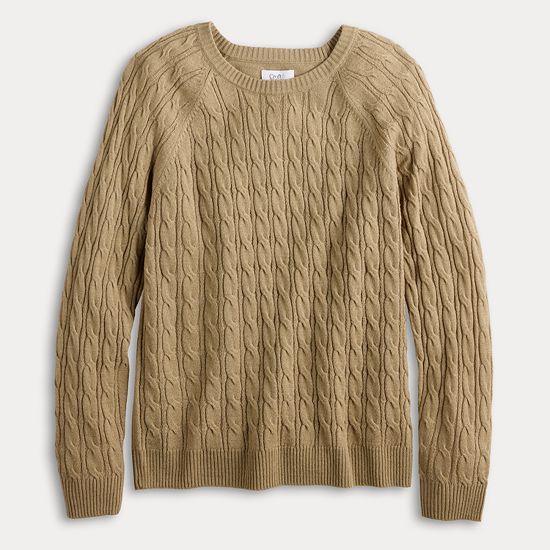  Women's Croft & Barrow® The Extra Soft Cabled Crew Neck Sweater