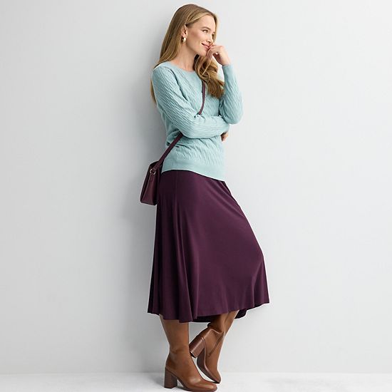  Petite Croft & Barrow® The Extra Soft Cabled Crewneck Sweater
