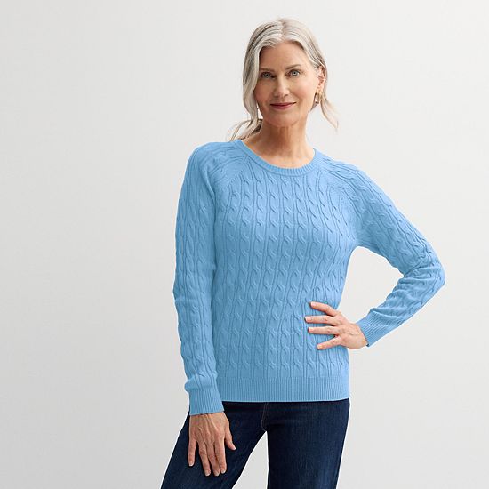  Petite Croft & Barrow® The Extra Soft Cabled Crewneck Sweater