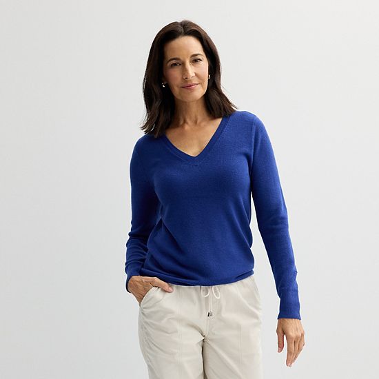  Petite Croft & Barrow® Extra Soft V-Neck Sweater