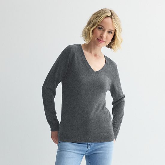  Petite Croft & Barrow® Extra Soft V-Neck Sweater