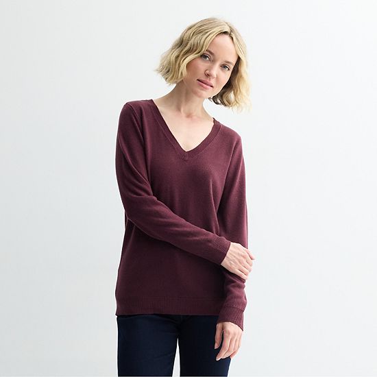  Petite Croft & Barrow® Extra Soft V-Neck Sweater