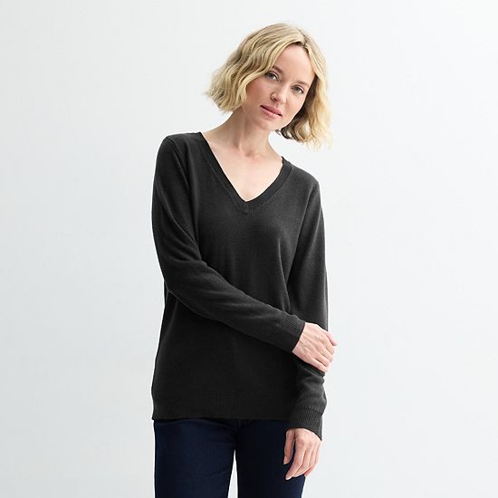  Petite Croft & Barrow® Extra Soft V-Neck Sweater
