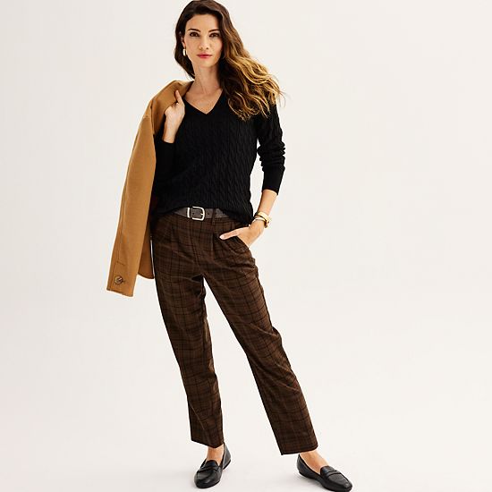  Women's Croft & Barrow® Extra Soft Cable Knit V-Neck Sweater