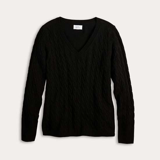  Women's Croft & Barrow® Extra Soft Cable Knit V-Neck Sweater