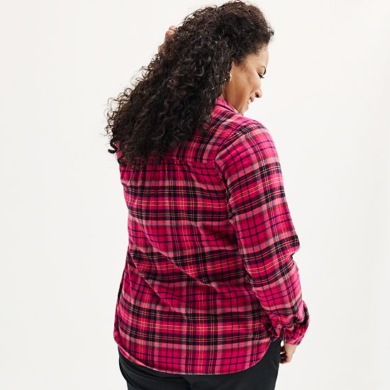  Plus Size Croft & Barrow® The Extra Soft Plaid Flannel Shirt