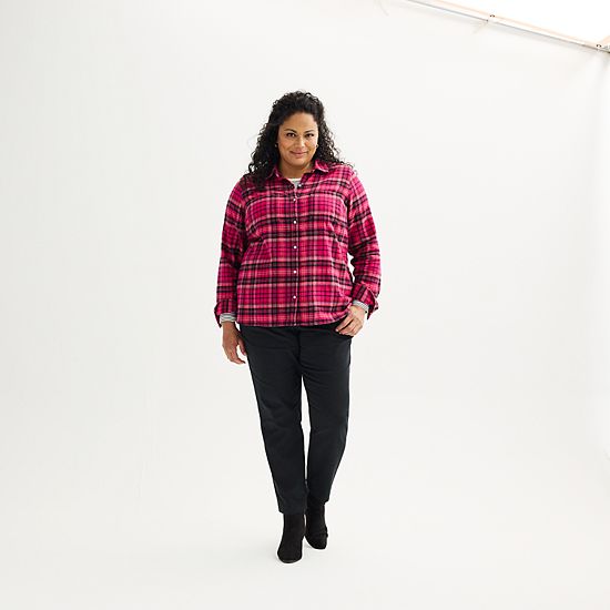  Plus Size Croft & Barrow® The Extra Soft Plaid Flannel Shirt