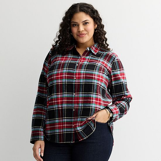 Plus Size Croft & Barrow® The Extra Soft Plaid Flannel Shirt