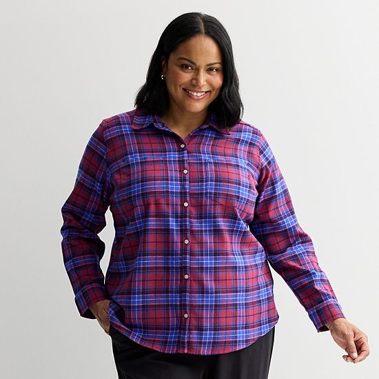  Plus Size Croft & Barrow® The Extra Soft Plaid Flannel Shirt