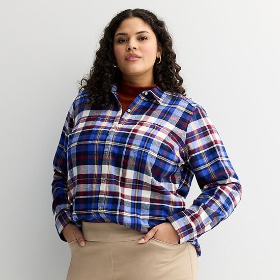  Plus Size Croft & Barrow® The Extra Soft Plaid Flannel Shirt