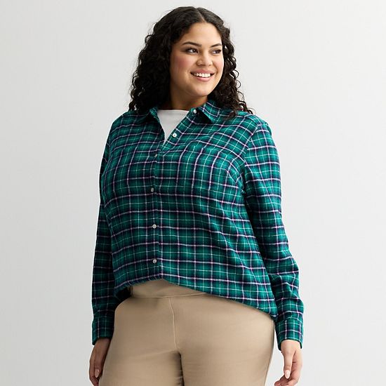  Plus Size Croft & Barrow® The Extra Soft Plaid Flannel Shirt