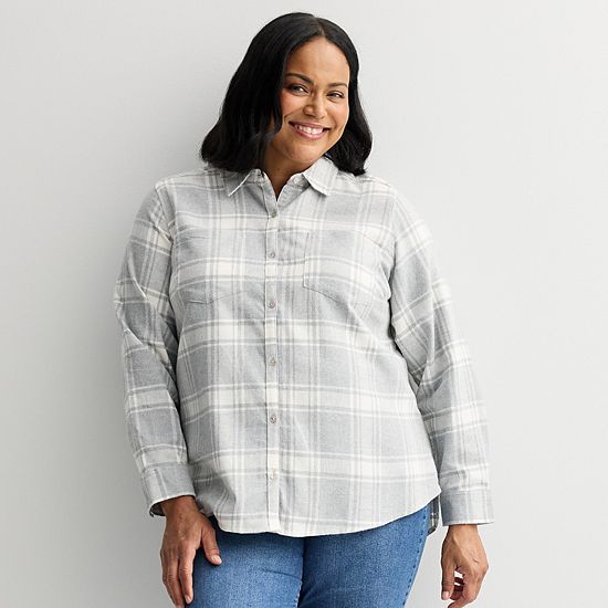  Plus Size Croft & Barrow® The Extra Soft Plaid Flannel Shirt