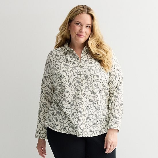  Plus Size Croft & Barrow® The Extra Soft Plaid Flannel Shirt