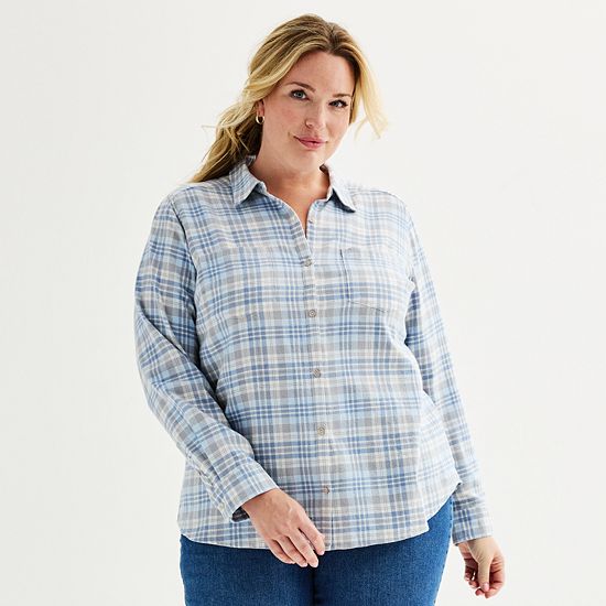  Plus Size Croft & Barrow® The Extra Soft Plaid Flannel Shirt