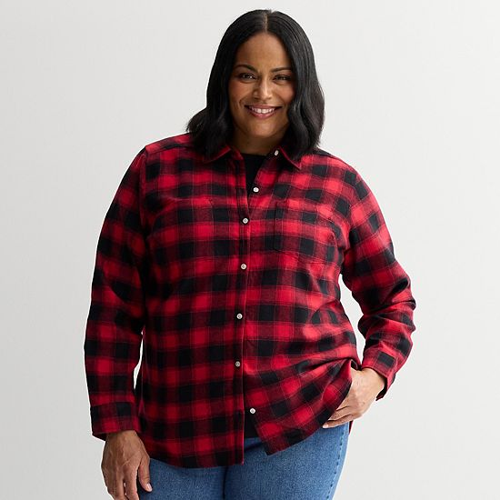  Plus Size Croft & Barrow® The Extra Soft Plaid Flannel Shirt