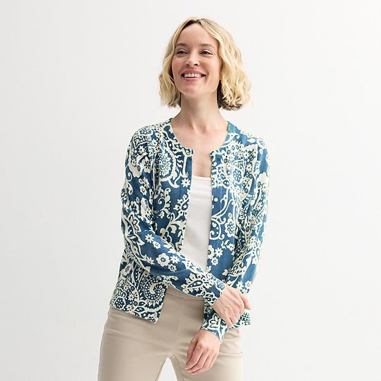  Women's Croft & Barrow® Extra Soft Classic Cable Knit Cardigan