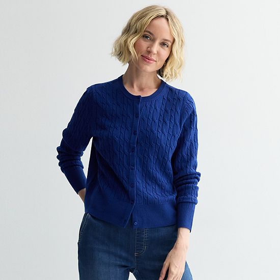  Women's Croft & Barrow® Extra Soft Classic Cable Knit Cardigan
