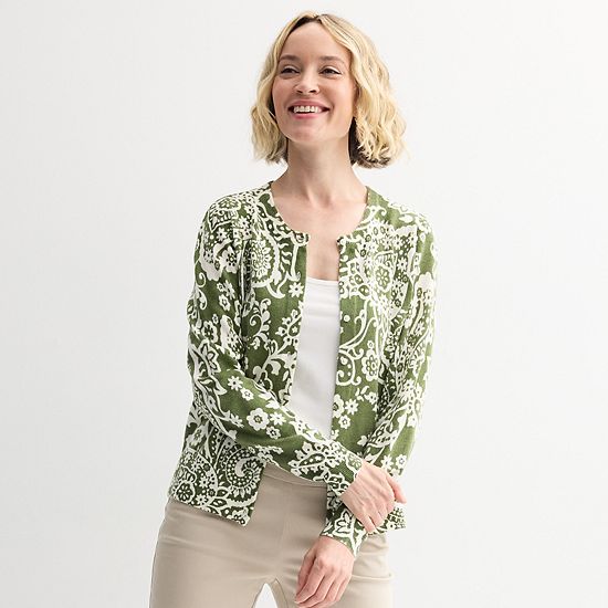  Women's Croft & Barrow® Extra Soft Classic Cable Knit Cardigan