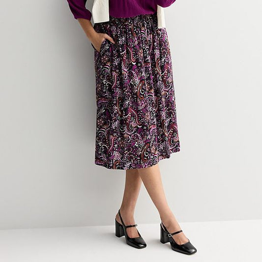 Women's Croft & Barrow® Elastic Waist Midi Skirt