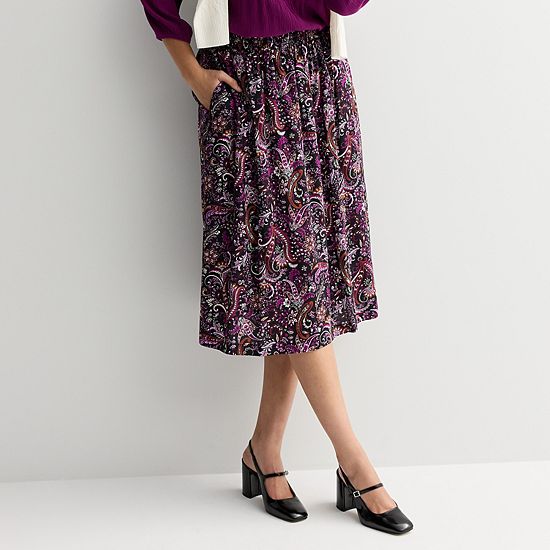  Women's Croft & Barrow® Elastic Waist Midi Skirt