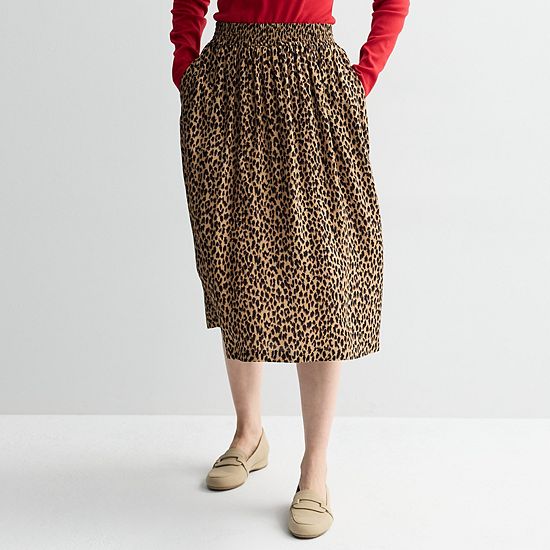 Women's Croft & Barrow® Elastic Waist Midi Skirt
