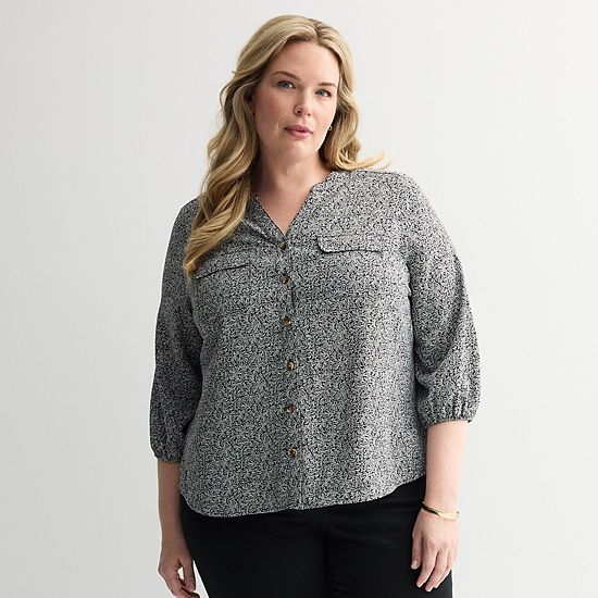  Plus Size Croft & Barrow® Splitneck Blouse