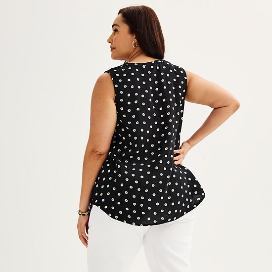  Plus Size Croft & Barrow® Pintuck Sleeveless Shell Top