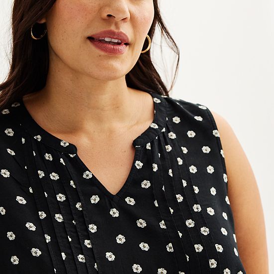  Plus Size Croft & Barrow® Pintuck Sleeveless Shell Top