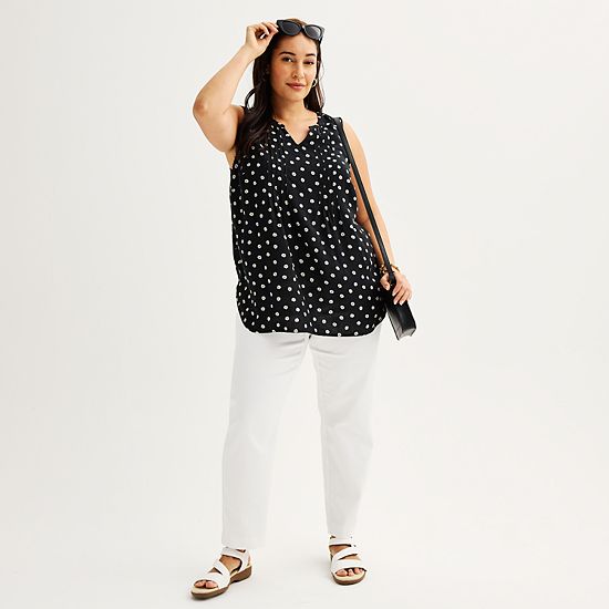  Plus Size Croft & Barrow® Pintuck Sleeveless Shell Top