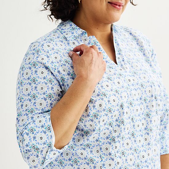  Plus Size Croft & Barrow® Tailored Button Front Shirt