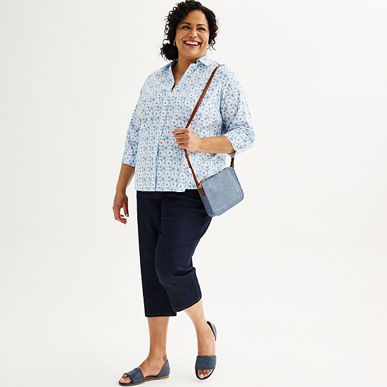  Plus Size Croft & Barrow® Tailored Button Front Shirt