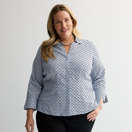  Plus Size Croft & Barrow® Tailored Button Front Shirt