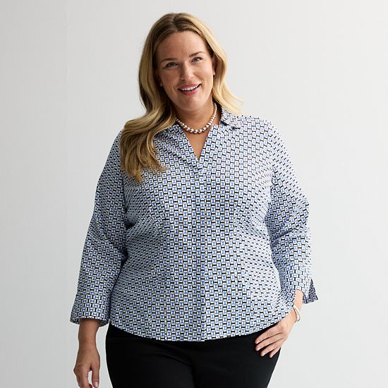  Plus Size Croft & Barrow® Tailored Button Front Shirt