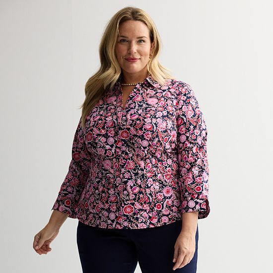  Plus Size Croft & Barrow® Tailored Button Front Shirt