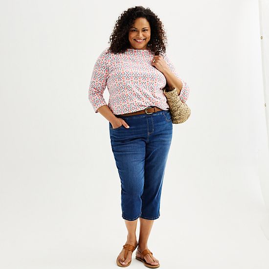  Plus Size Croft & Barrow® Pull-On Denim Capri