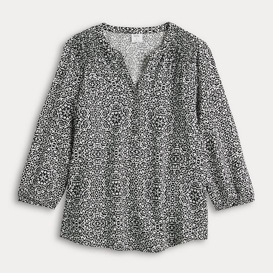  Women's Croft & Barrow® Smocked Shoulder Blouse