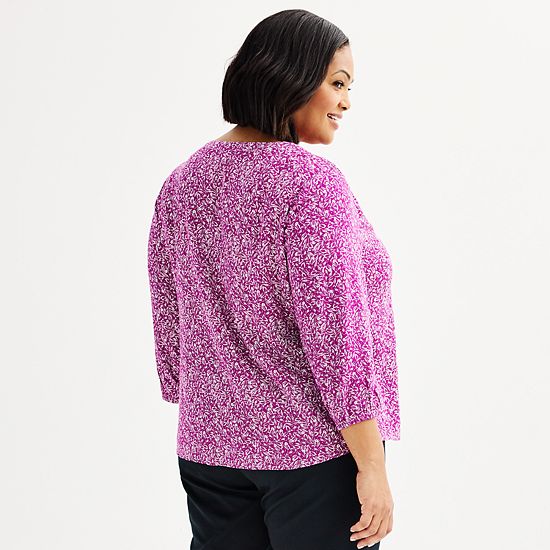  Plus Size Croft & Barrow® Smocked Shoulder Blouse