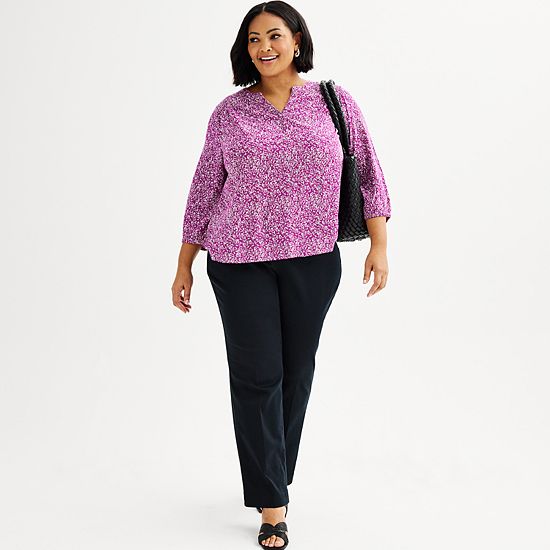  Plus Size Croft & Barrow® Smocked Shoulder Blouse