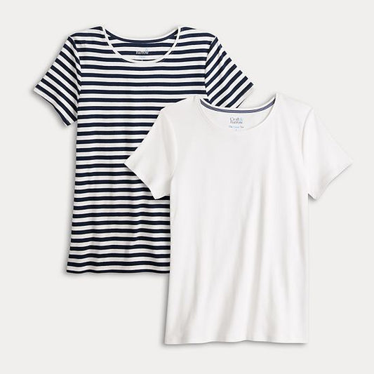  Petite Croft & Barrow® Crewneck Tee 2 Pack