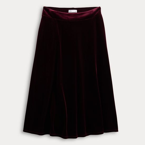  Petite Croft & Barrow® Velvet Midi Skirt