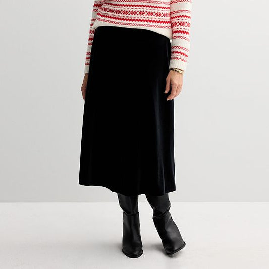  Petite Croft & Barrow® Velvet Midi Skirt