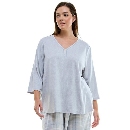  Plus Size Croft & Barrow Cozy Luxe Rib Sleep Top