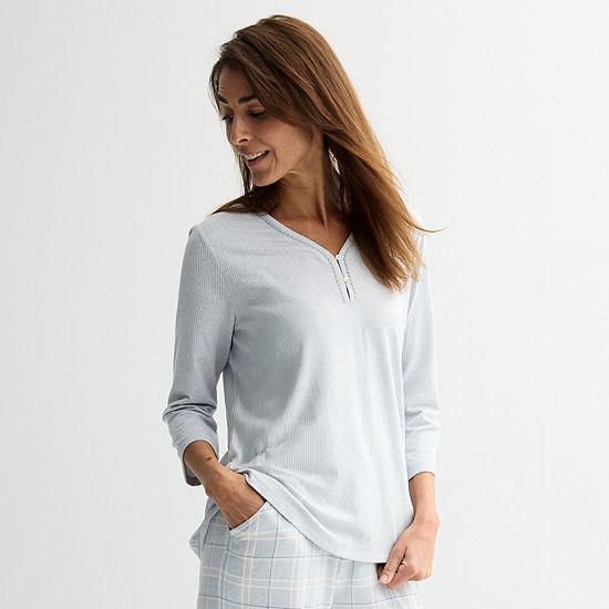  Women's Croft & Barrow Cozy Luxe Rib Sleep Top