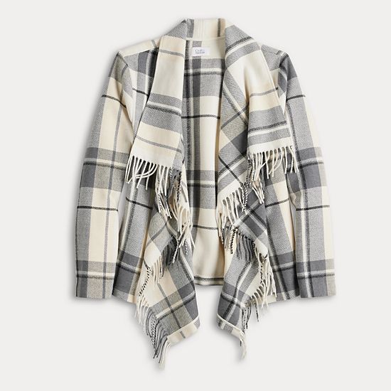  Women's Croft & Barrow® Plaid Shawl Jacket